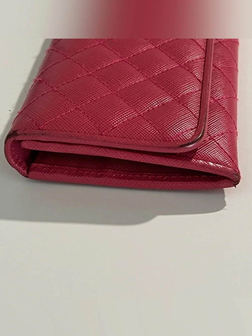 Prada Pink Saffiano Quilted Leather Continental Wallet Gold Hardware